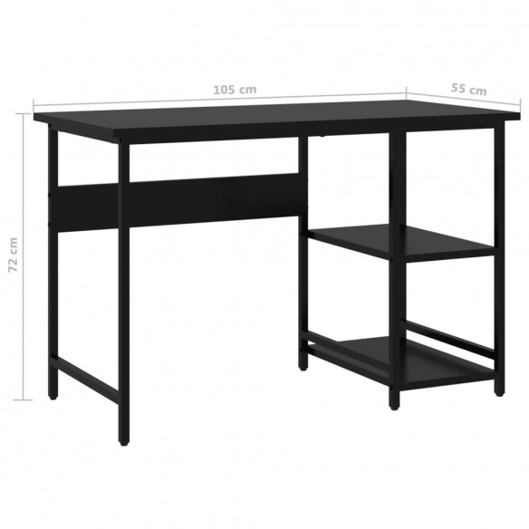 Bureau d'ordinateur Noir 105x55x72 cm MDF et métal