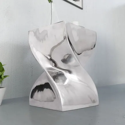 Table auxiliaire / Tabouret Forme torsadée Aluminium Argenté 2