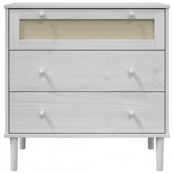 Commode SENJA aspect de rotin blanc bois de pin solide