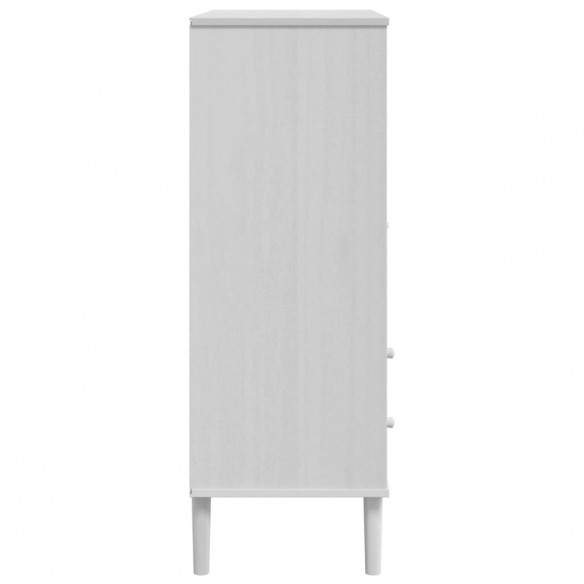 Buffet SENJA aspect rotin blanc 90x40x112cm bois massif de pin