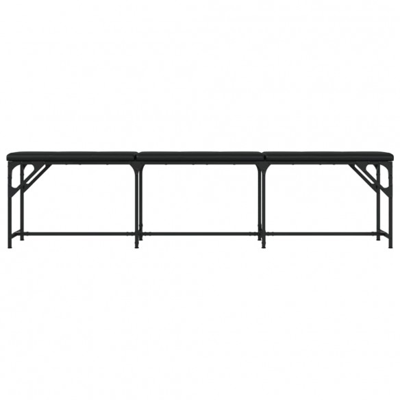 Banc à manger noir 186x32x45 cm acier et similicuir
