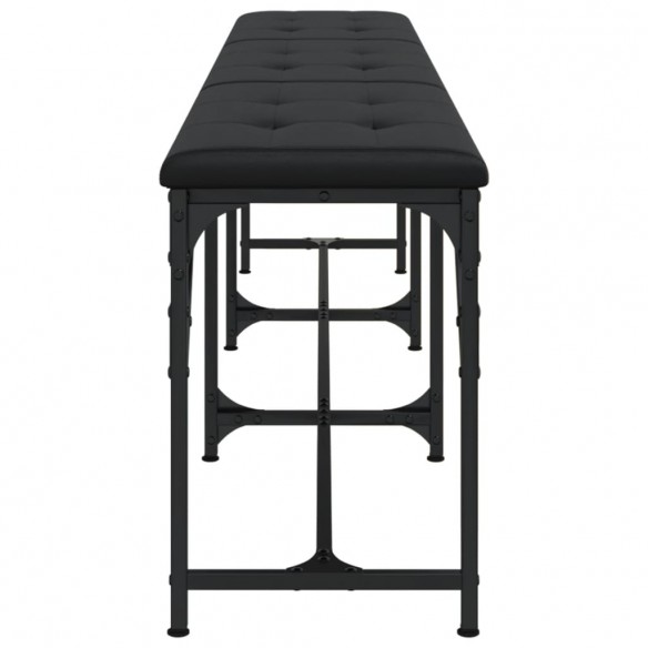 Banc à manger noir 186x32x45 cm acier et similicuir