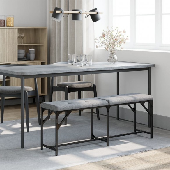 Banc à manger gris clair 124x32x45 cm acier et tissu