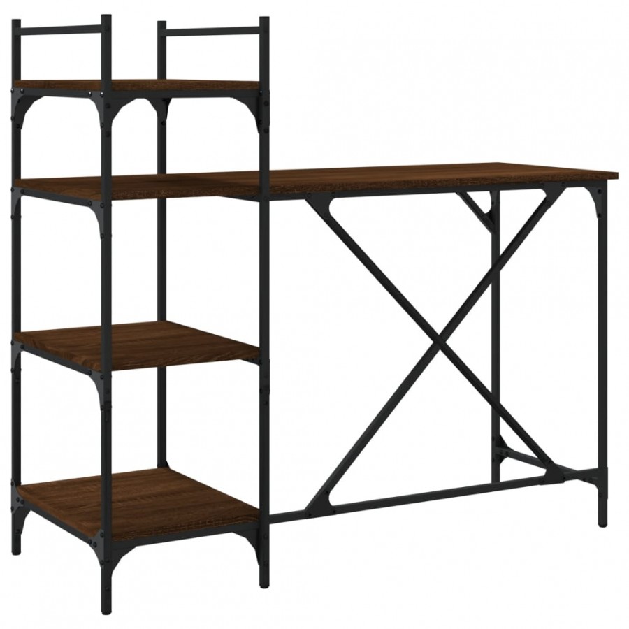 Bureau d'ordinateur avec étagères chêne marron 120x47x109 cm