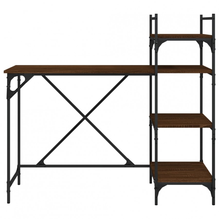 Bureau d'ordinateur avec étagères chêne marron 120x47x109 cm