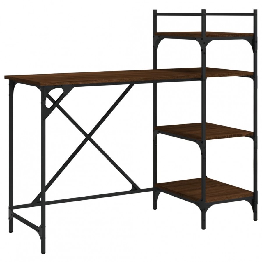 Bureau d'ordinateur avec étagères chêne marron 120x47x109 cm