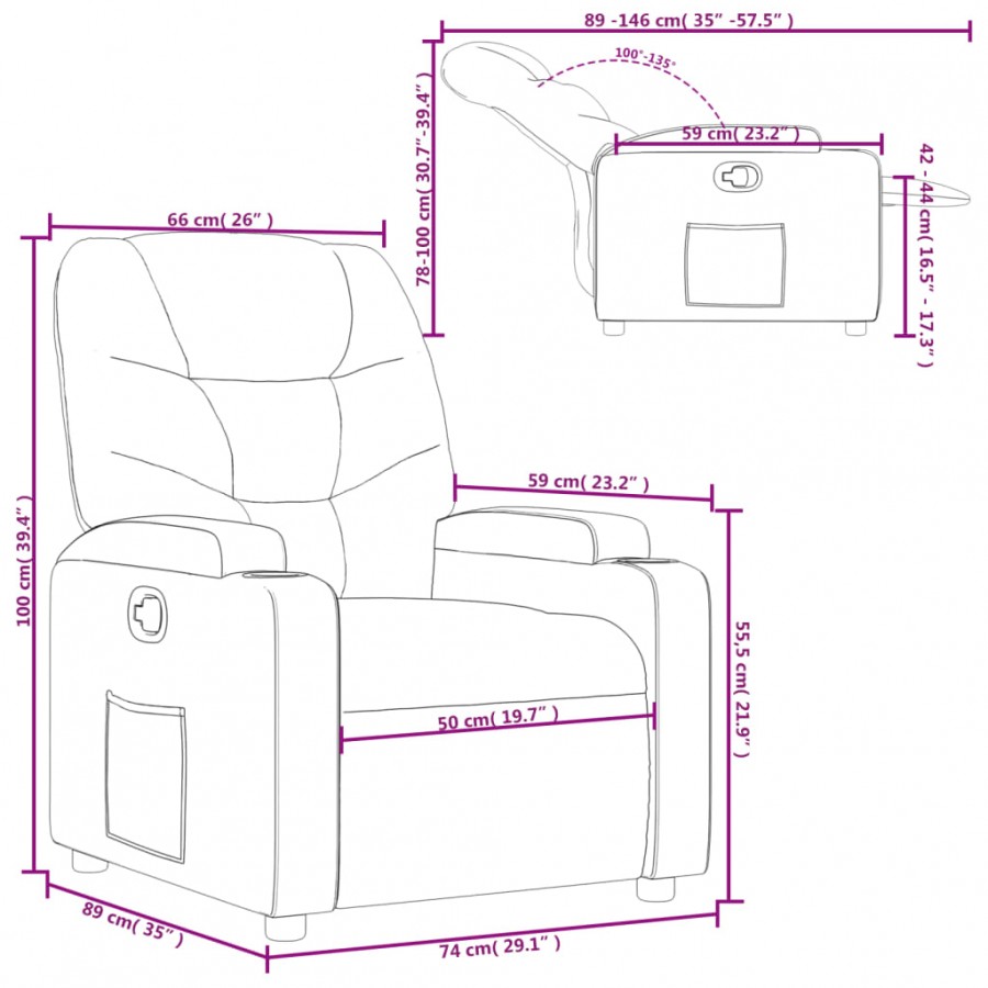 Fauteuil inclinable Gris Similicuir