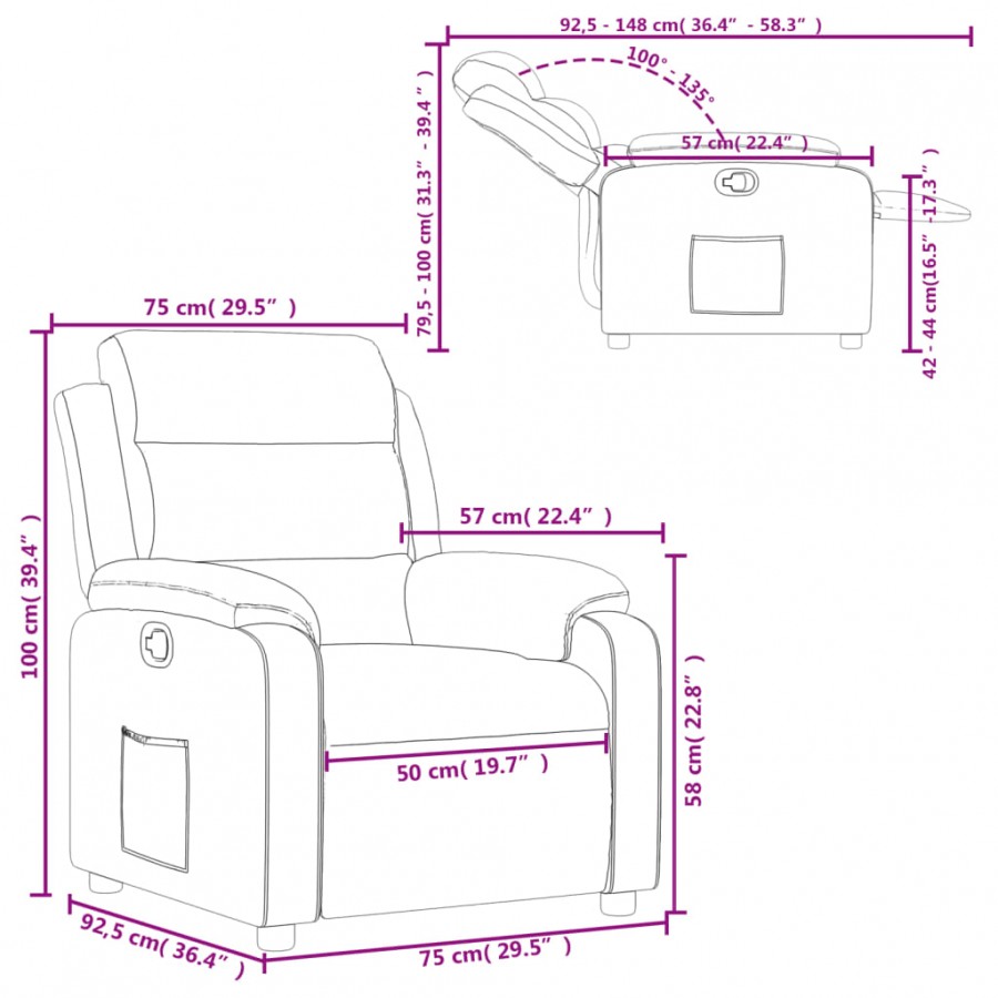 Fauteuil inclinable Gris foncé Velours