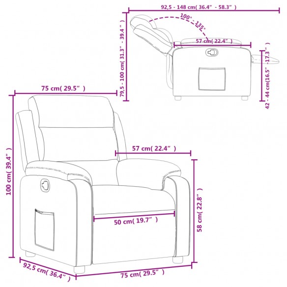 Fauteuil inclinable Gris foncé Velours