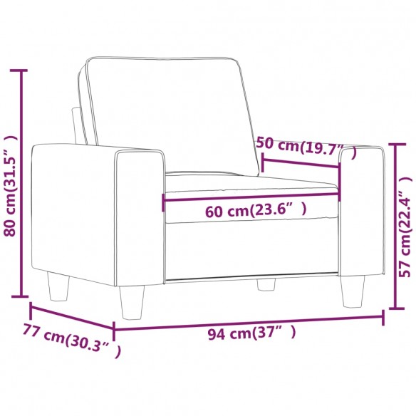 Fauteuil Gris clair 60 cm Tissu