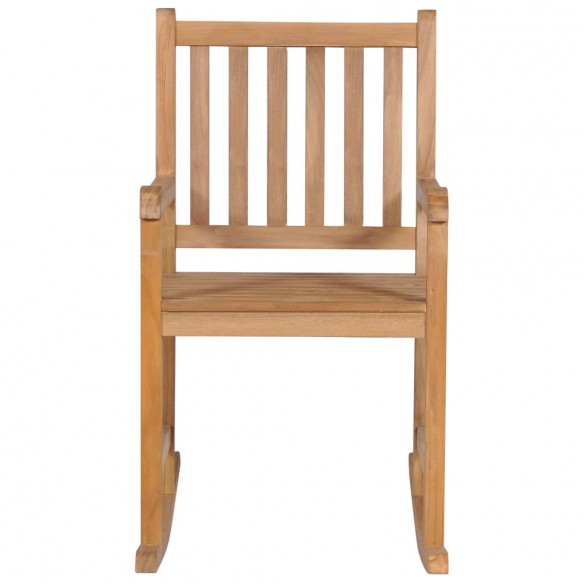 Chaise à bascule avec coussin bleu Bois de teck solide