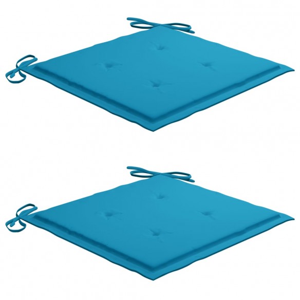 Chaise à bascule avec coussin bleu Bois de teck solide