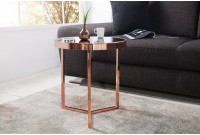 Table d'appoint design en verre noir / métal cuivré