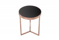 Table d'appoint design en verre noir / métal cuivré