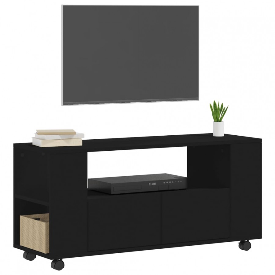 Meuble TV noir 102x34,5x43 cm bois d'ingénierie