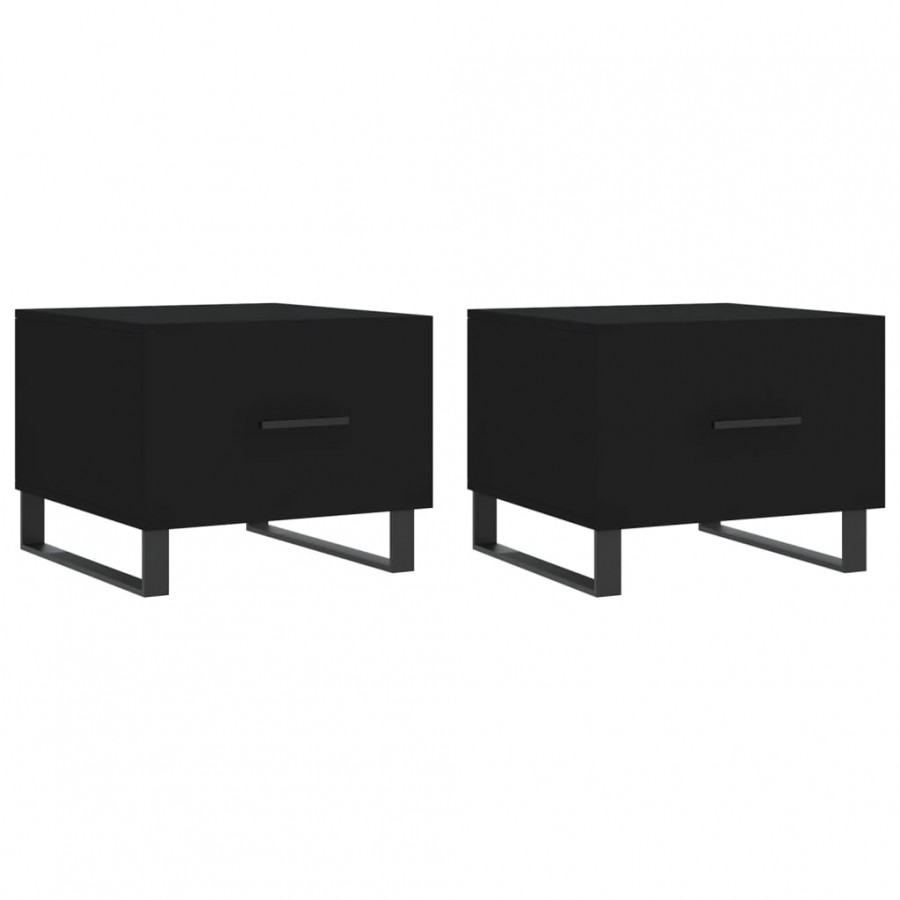 Tables basses 2 pcs noir 50x50x40 cm bois d'ingénierie