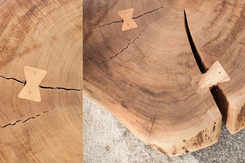 Table basse roulette en bois massif design naturel