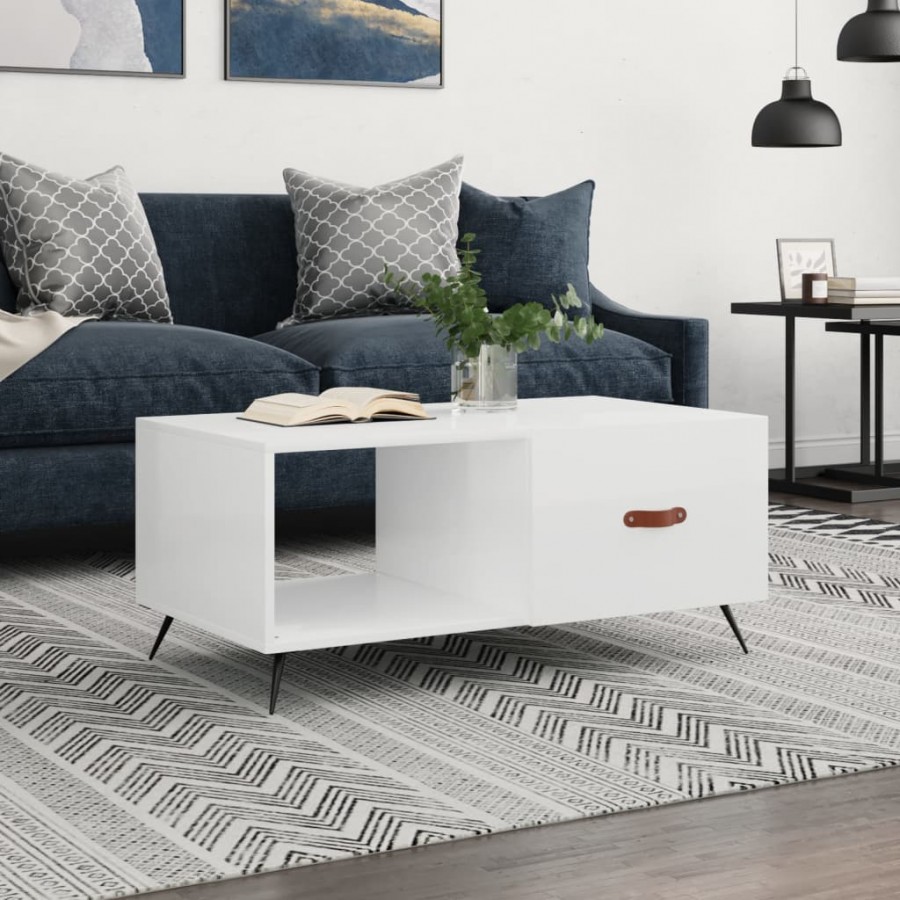 Table basse Blanc brillant 90x50x40 cm 