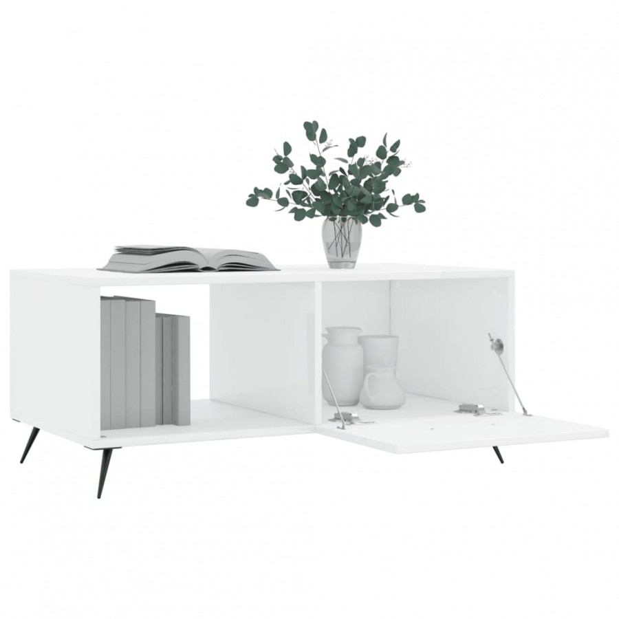 Table basse Blanc brillant 90x50x40 cm 