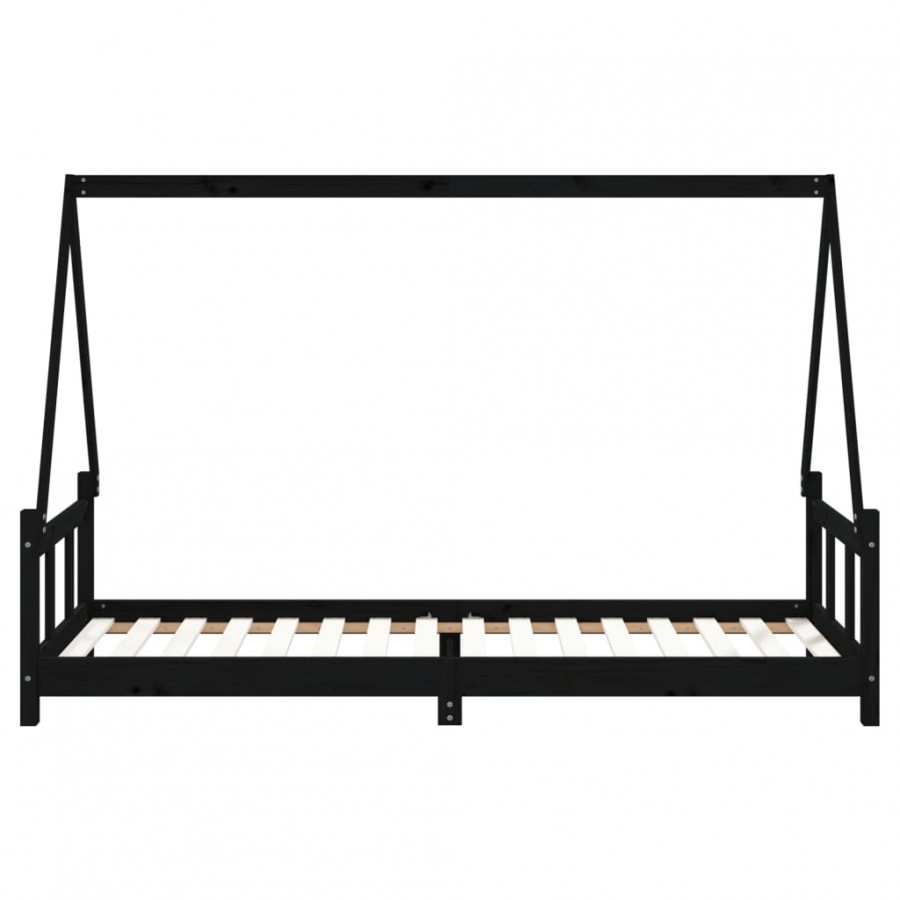 Lit pour enfants noir 90x200 cm bois de pin massif
