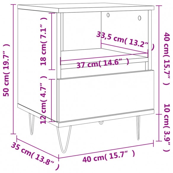 Table de chevet Blanc brillant 40x35x50 cm Bois d’ingénierie