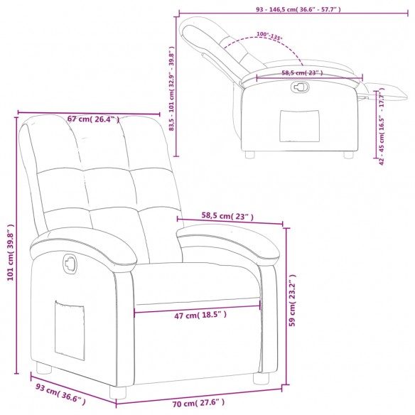 Fauteuil inclinable Noir Tissu