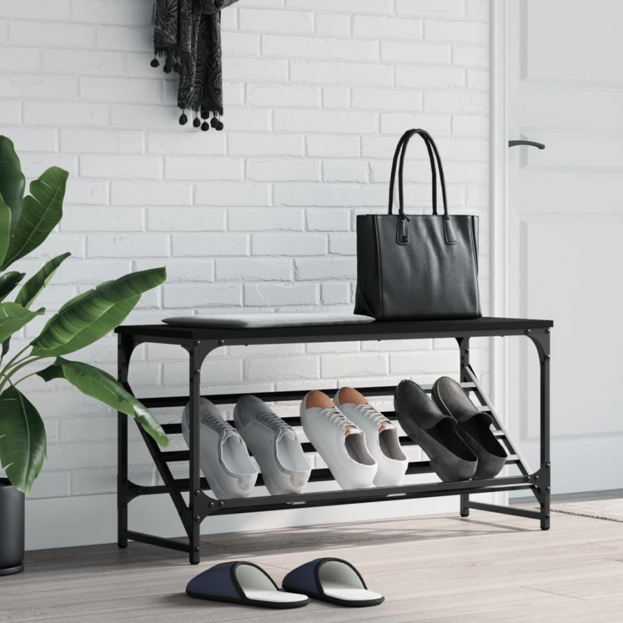 Étagère à chaussures noir 90x30x45 cm bois d'ingénierie