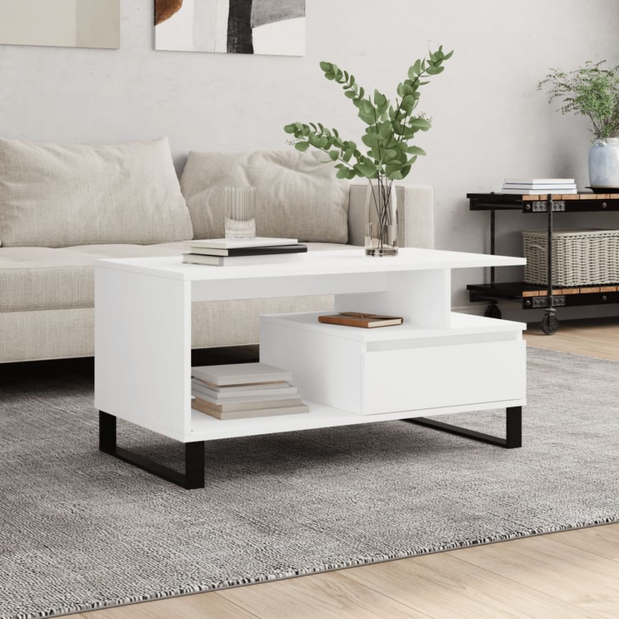 Table basse Blanc 90x49x45 cm 