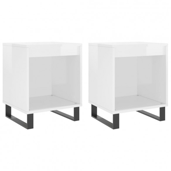 Tables de chevet 2 pcs blanc brillant 40x35x50 cm