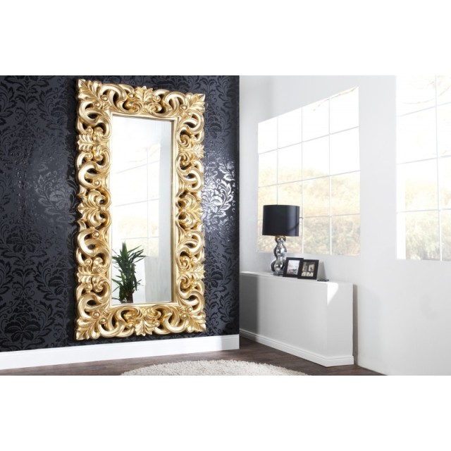 Miroir mural style baroque en polyrésine doré