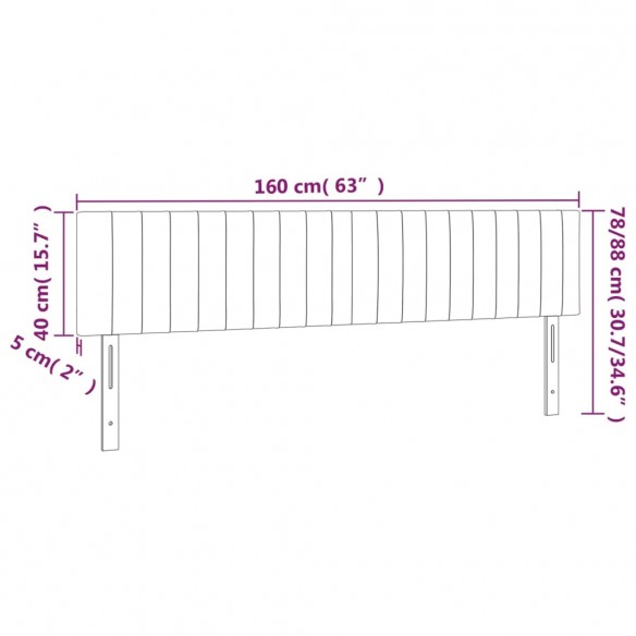 Têtes de lit 2 pcs Gris clair 80x5x78/88 cm Tissu