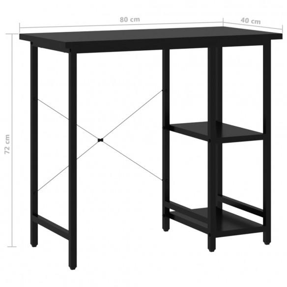 Bureau d'ordinateur Noir 80x40x72 cm MDF et métal