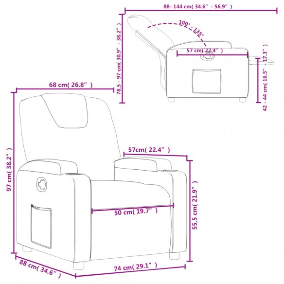 Fauteuil inclinable Noir Similicuir