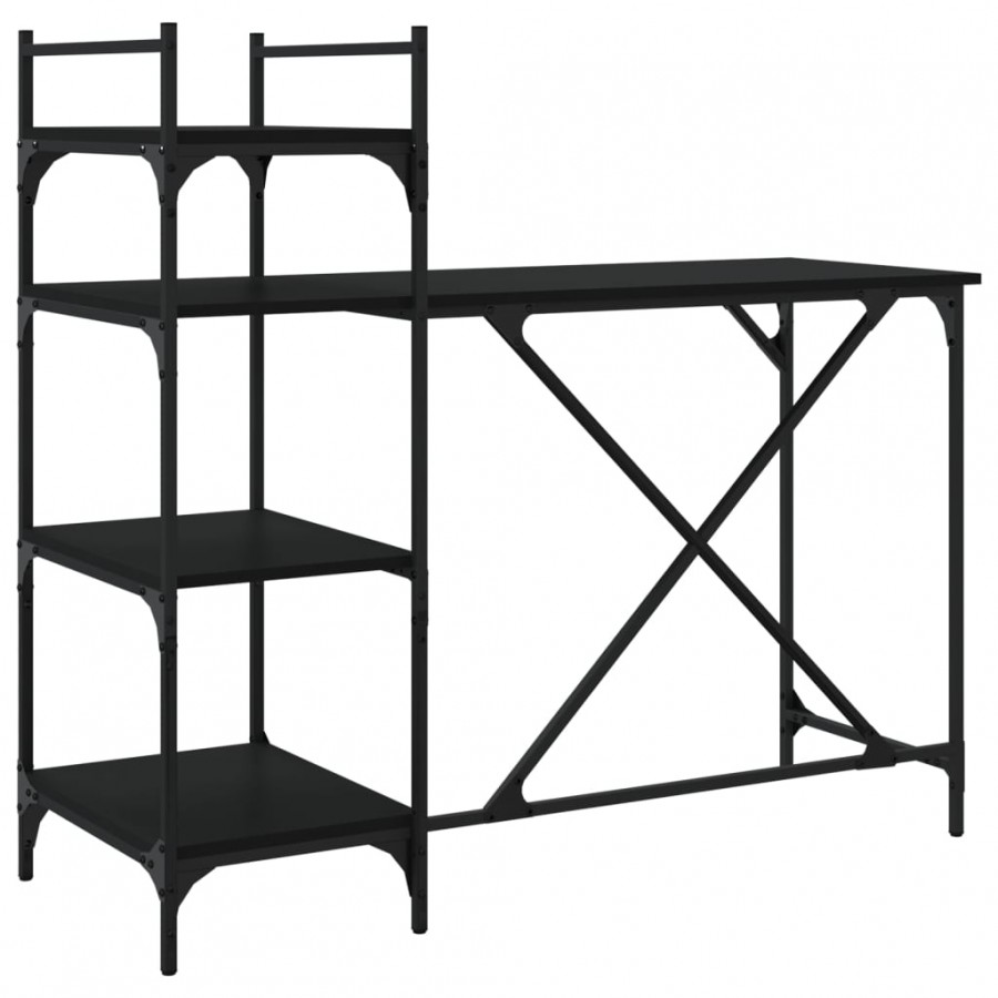 Bureau d'ordinateur avec étagères noir 120x47x109 cm