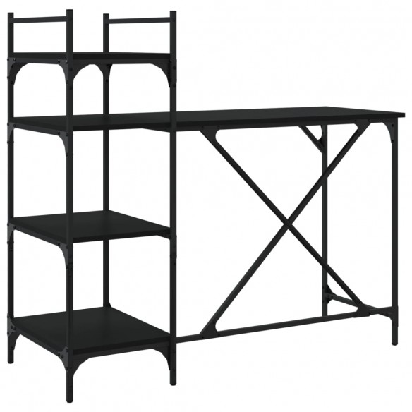 Bureau d'ordinateur avec étagères noir 120x47x109 cm