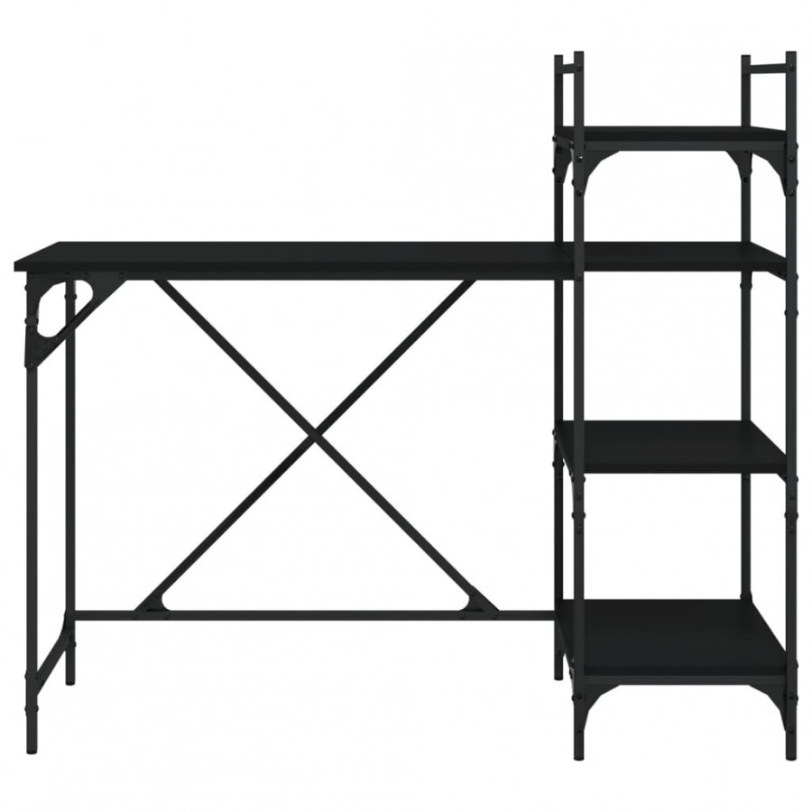 Bureau d'ordinateur avec étagères noir 120x47x109 cm