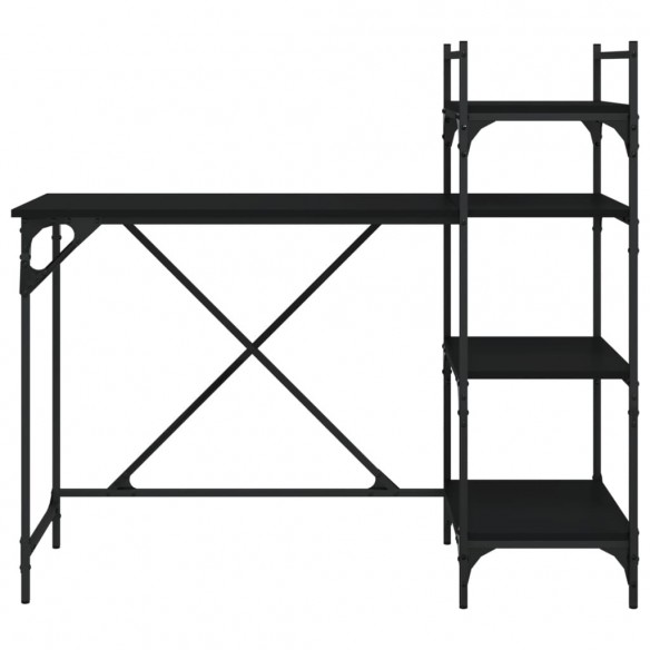 Bureau d'ordinateur avec étagères noir 120x47x109 cm