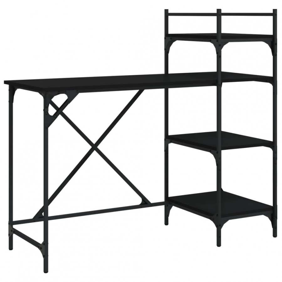 Bureau d'ordinateur avec étagères noir 120x47x109 cm