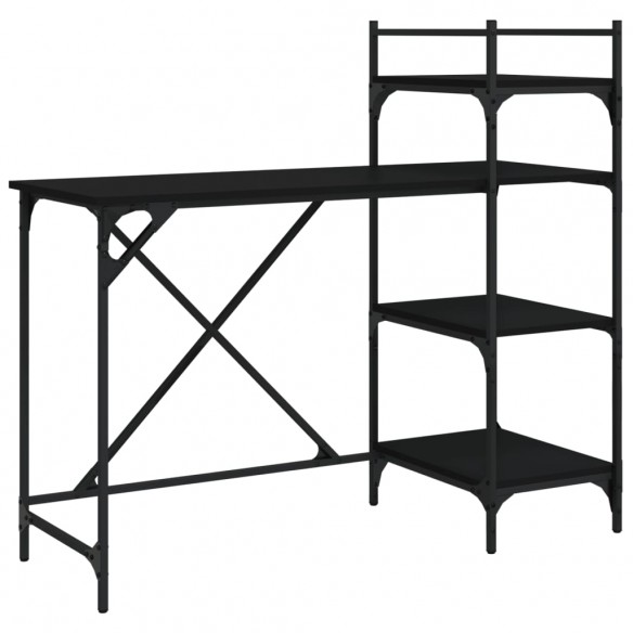 Bureau d'ordinateur avec étagères noir 120x47x109 cm