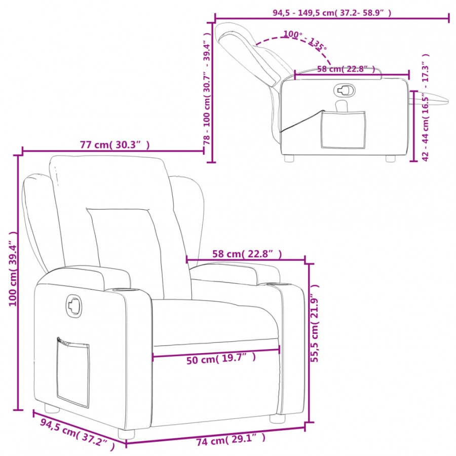 Fauteuil inclinable Noir Similicuir