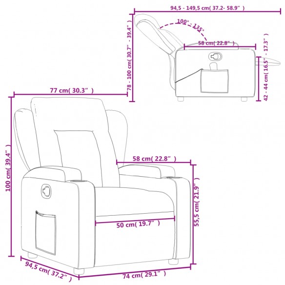 Fauteuil inclinable Noir Similicuir