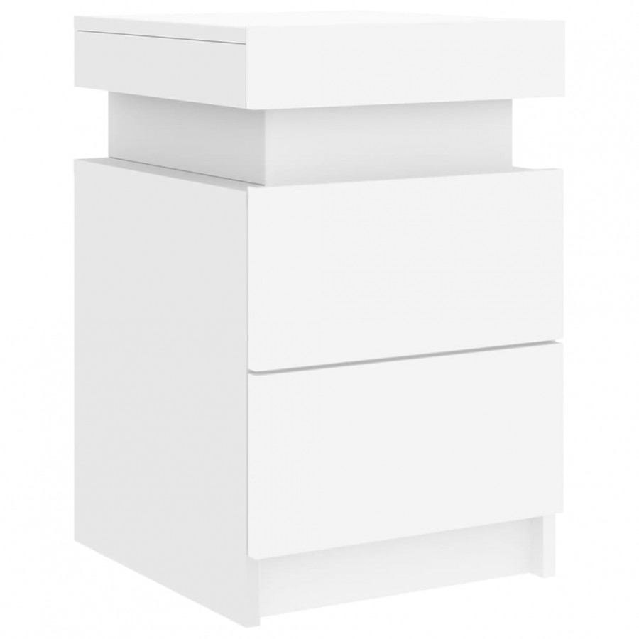 Table de chevet avec lumières LED blanc 35x39x55 cm