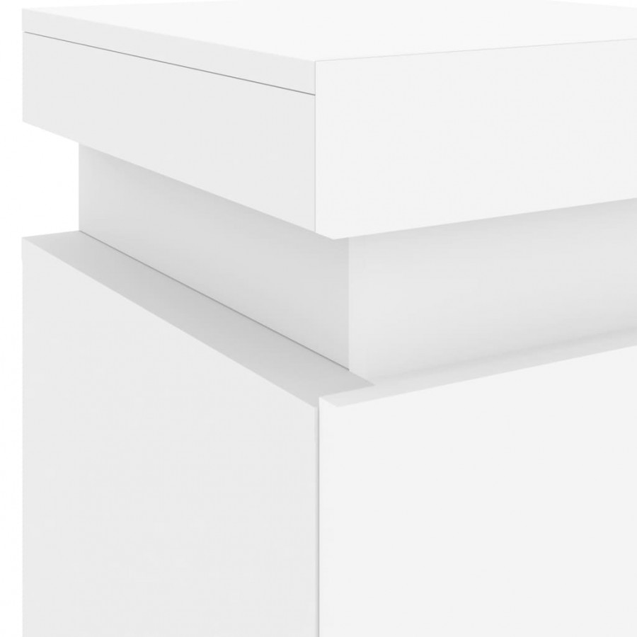 Table de chevet avec lumières LED blanc 35x39x55 cm