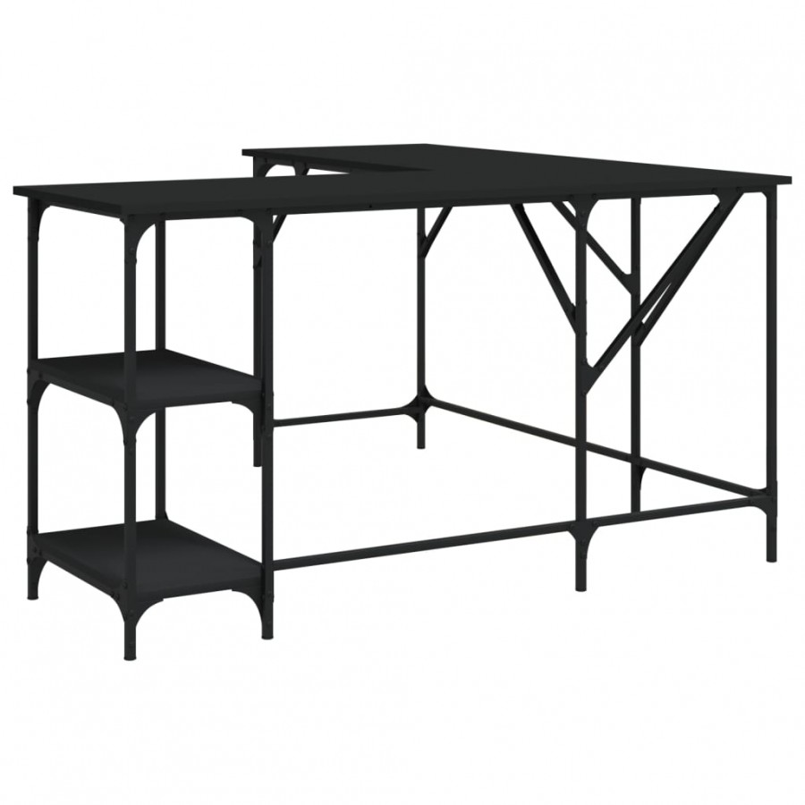 Bureau noir 139x139x75 cm bois d'ingénierie