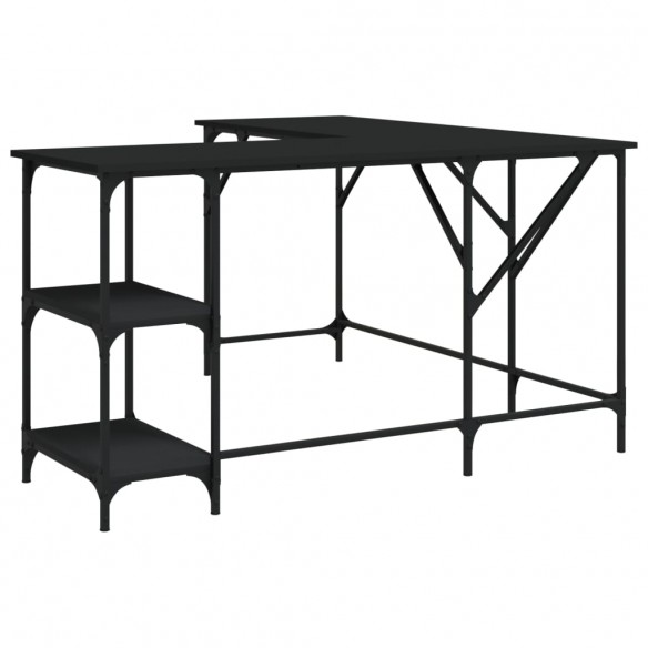 Bureau noir 139x139x75 cm bois d'ingénierie