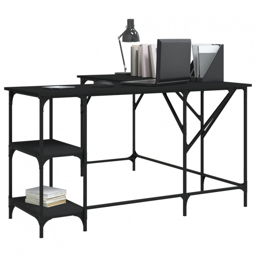 Bureau noir 139x139x75 cm bois d'ingénierie