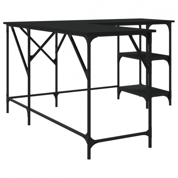Bureau noir 139x139x75 cm bois d'ingénierie