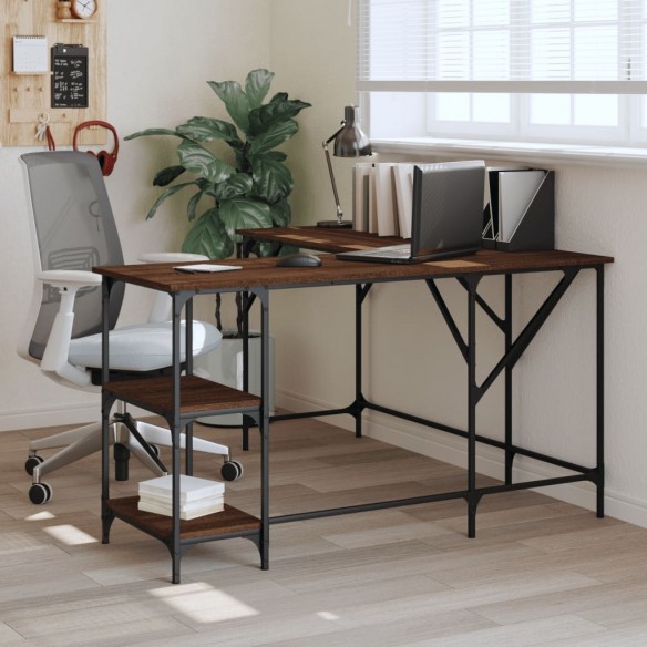 Bureau chêne marron 139x139x75 cm bois d'ingénierie