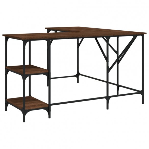 Bureau chêne marron 139x139x75 cm bois d'ingénierie