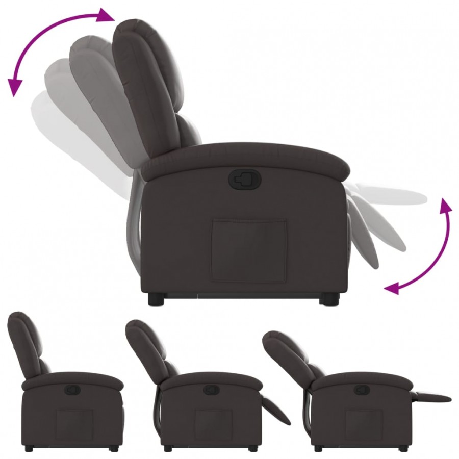Fauteuil inclinable marron foncé cuir véritable